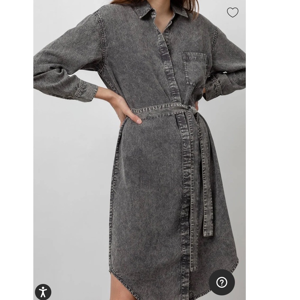 RAILS Denim Belted Long Sleeve Casual‎ Acid Wash Shirt Dress Size Medium